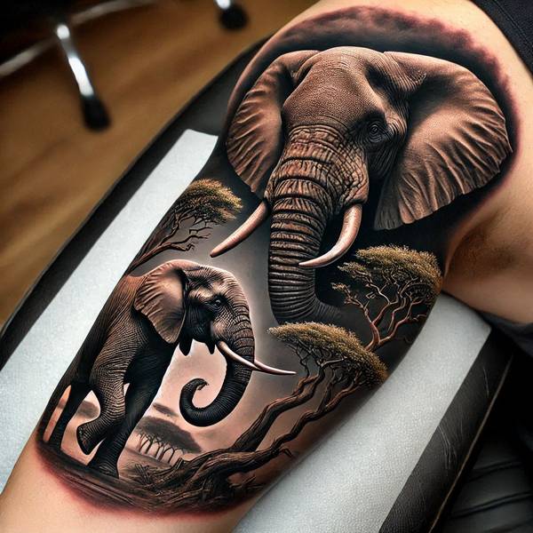 31 Graceful Elephant Tattoo Ideas To Crush Your Fears And Worries Into Dust 11 African Elephant Tattooe555