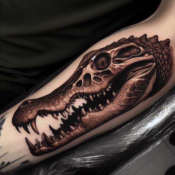 15 Powerful Alligator Tattoo Ideas To Entertain Your Morbid Curiosity 5 Alligator Skull Tattoo 266d8