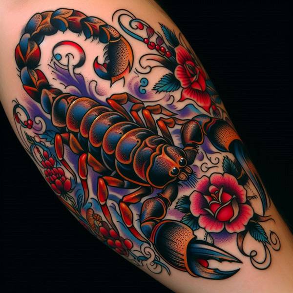 20 Ferocious Scorpion Tattoo Ideas 3 American Traditional Scorpion Tattoo 1f443