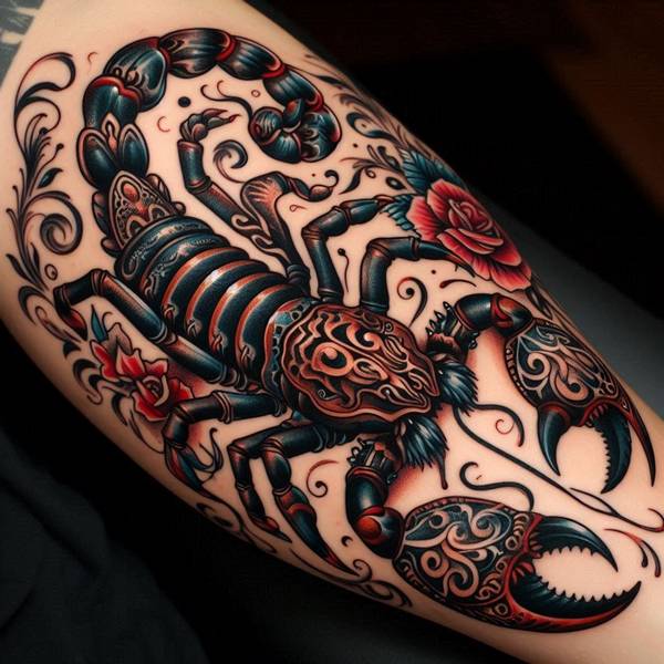 20 Ferocious Scorpion Tattoo Ideas 4 American Traditional Scorpion Tattoo 2415e