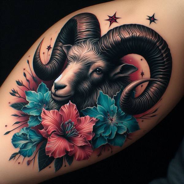 23 Alluring Aries Tattoo Ideas 8 Aries Flower Tattoo1178