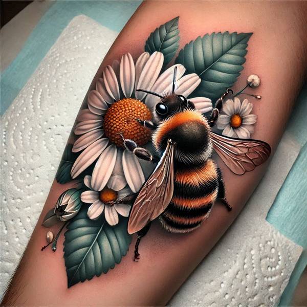 21 Delightful Daisy Tattoo Ideas 31 Bee And Daisy Tattoo36ee