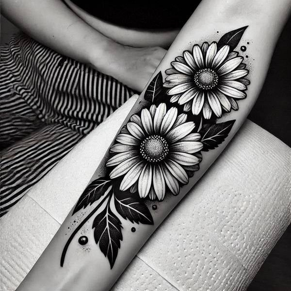21 Delightful Daisy Tattoo Ideas 2 Black And White Daisy Tattoo 16dbf