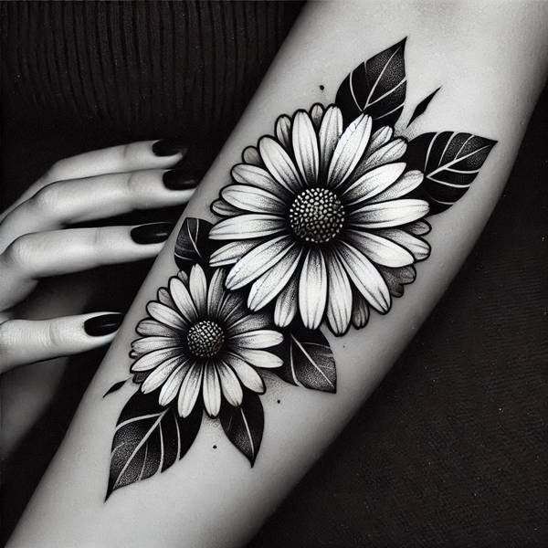 21 Delightful Daisy Tattoo Ideas 3 Black And White Daisy Tattoo 22a2a