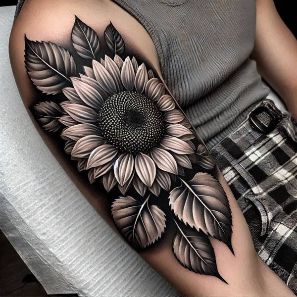 23 Symbolic Sunflower Tattoo Ideas 2 Black And White Sunflower Tattoo9249