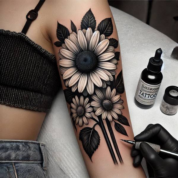 21 Delightful Daisy Tattoo Ideas 29 Black Daisy Tattoo49a8