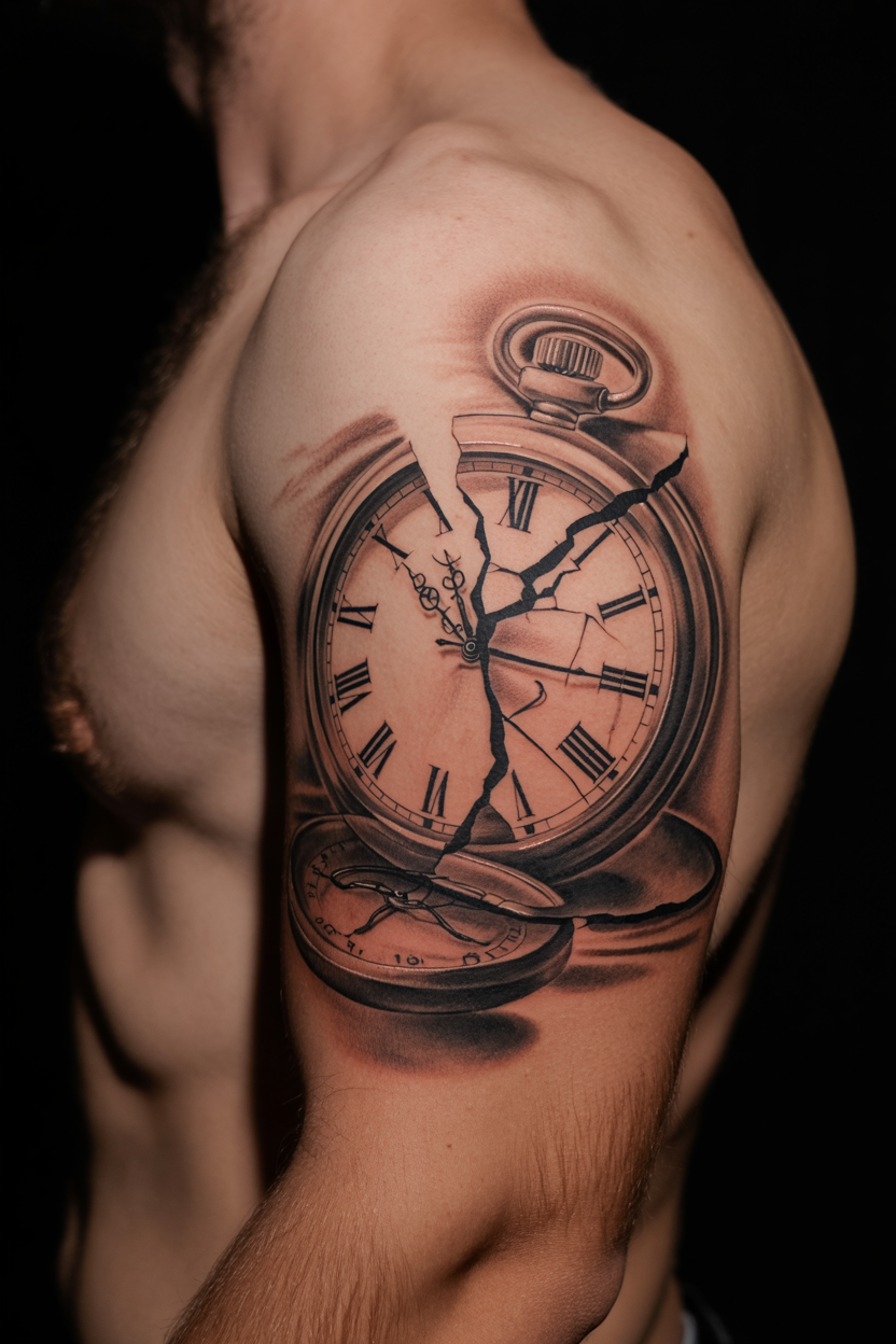 Broken Clock Tattoo 2