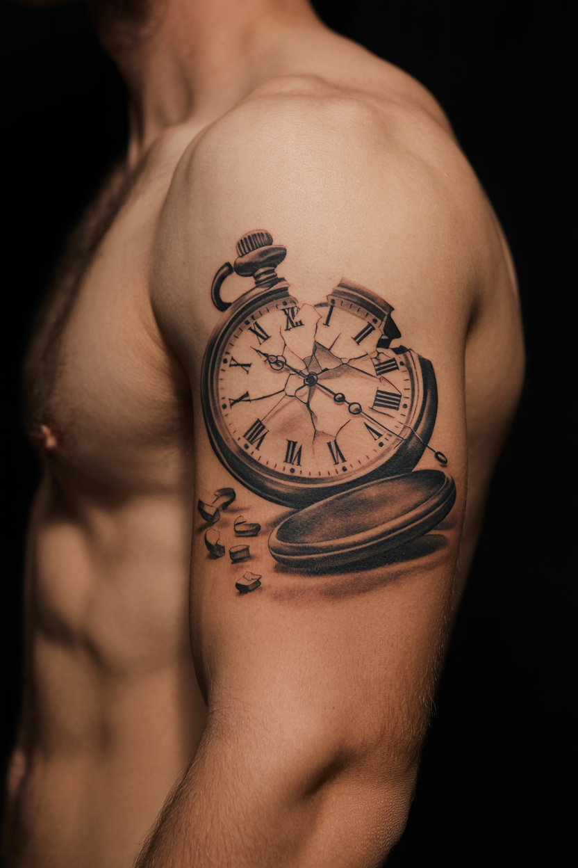 Broken Clock Tattoo