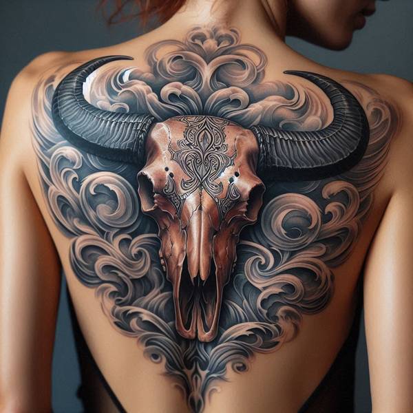 23 Invincible Bull Tattoo Ideas To Obliterate Your Fears And Worries 4 Bull Skull Tattoo 23e7e
