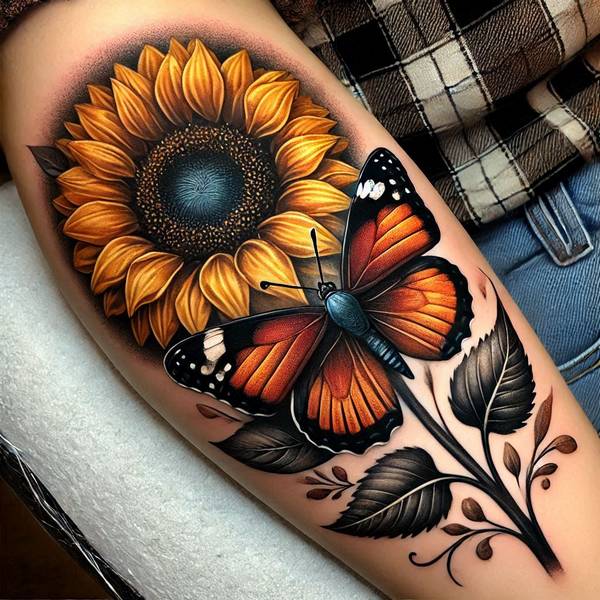 23 Symbolic Sunflower Tattoo Ideas 4 Butterfly And Sunflower Tattoo 2b961