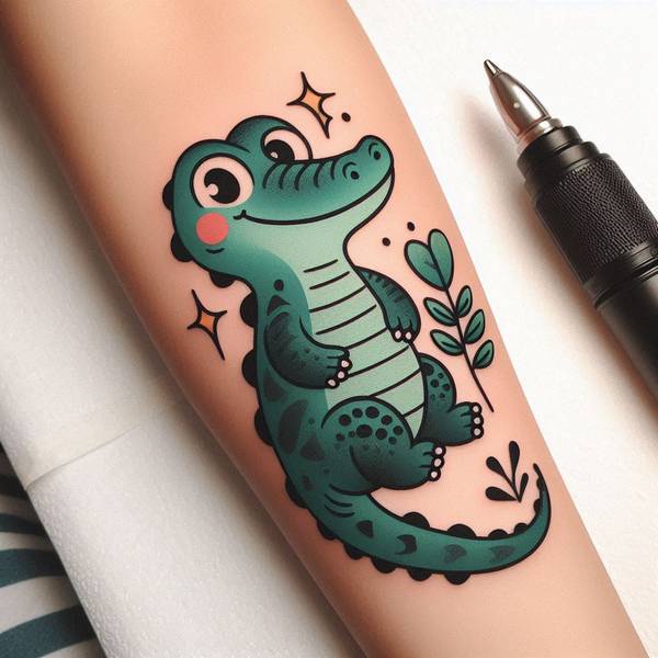 15 Powerful Alligator Tattoo Ideas To Entertain Your Morbid Curiosity 17 Cartoon Alligator Tattoo6fef