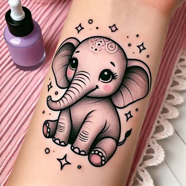 31 Graceful Elephant Tattoo Ideas To Crush Your Fears And Worries Into Dust 35 Cartoon Elephant Tattoo 2fe1f