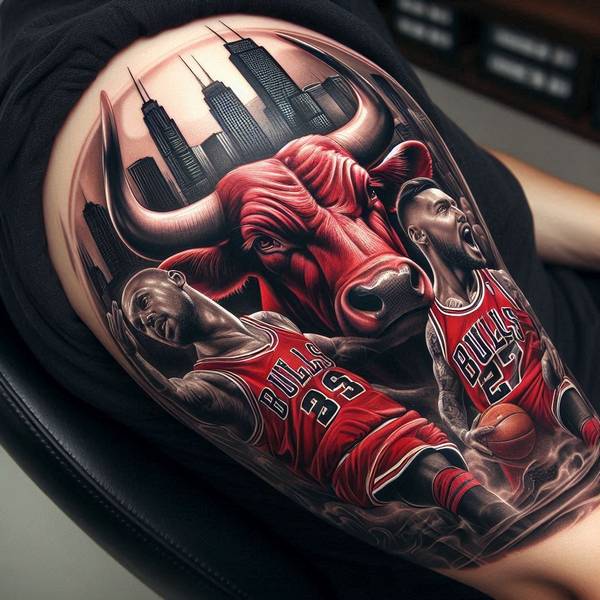 23 Invincible Bull Tattoo Ideas To Obliterate Your Fears And Worries 6 Chicago Bulls Tattoo 15f32