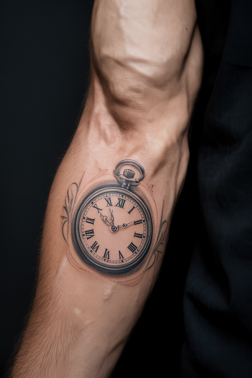 Clock Forearm Tattoo 2