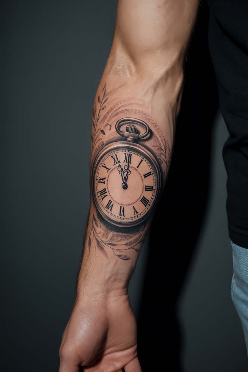 Clock Forearm Tattoo