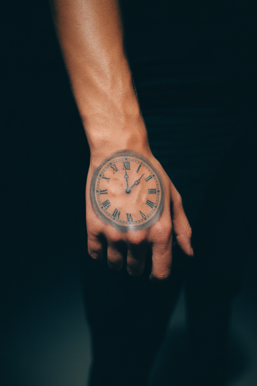 Clock Tattoo On Hand