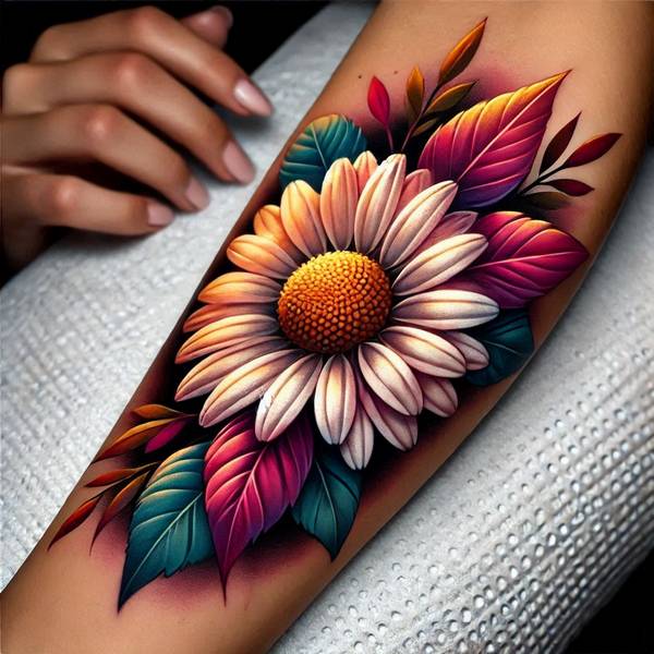 21 Delightful Daisy Tattoo Ideas 15 Colorful Daisy Tattoo 2d5d6