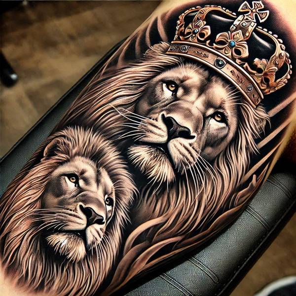 42 Creative Lion Tattoo Ideas 8 Crown And Lion Tattoo 272d9