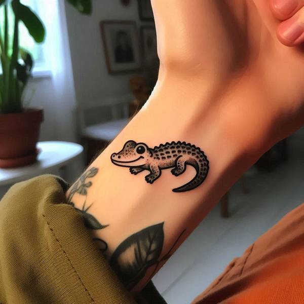 15 Powerful Alligator Tattoo Ideas To Entertain Your Morbid Curiosity 10 Cute Alligator Tattoo7c18