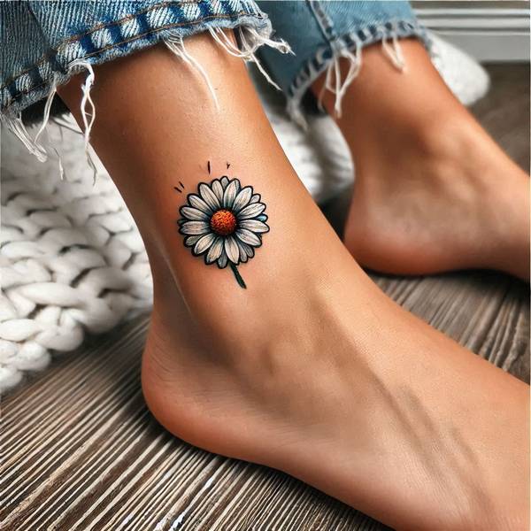 21 Delightful Daisy Tattoo Ideas 18 Daisy Tattoo On Ankle44cf