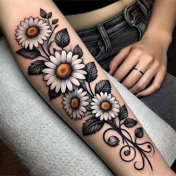 21 Delightful Daisy Tattoo Ideas 30 Daisy Vine Tattoo122e