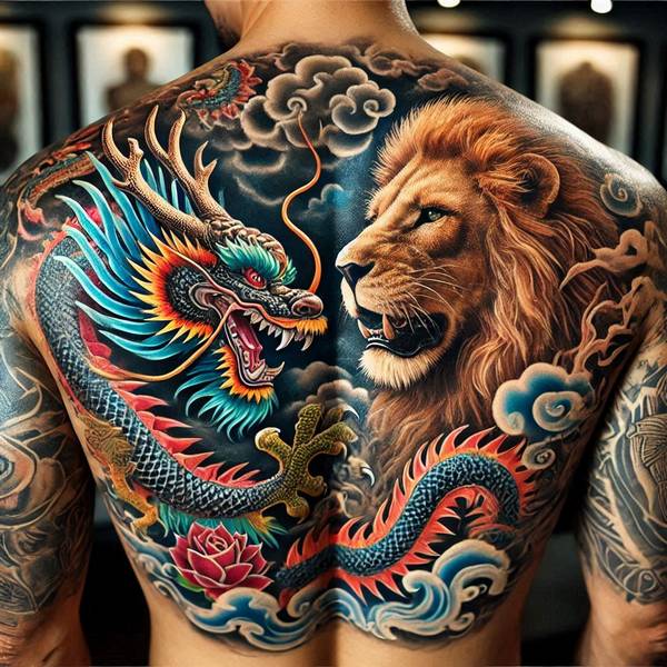 42 Creative Lion Tattoo Ideas 43 Dragon And Lion Tattoo19cb