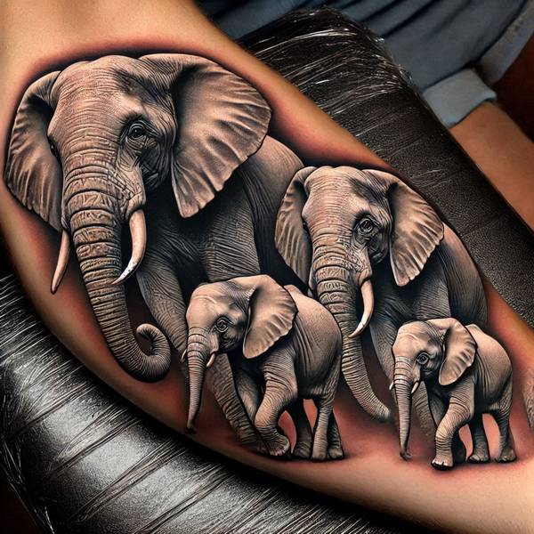 31 Graceful Elephant Tattoo Ideas To Crush Your Fears And Worries Into Dust 7 Elephant Family Tattoo 2 5162c864 2345 4f69 9172 902f630ca35f1c17