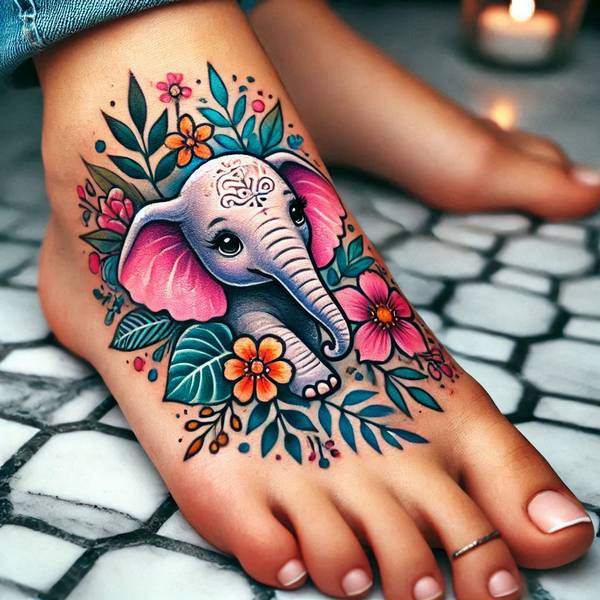 31 Graceful Elephant Tattoo Ideas To Crush Your Fears And Worries Into Dust 42 Elephant Tattoo On Footc43f