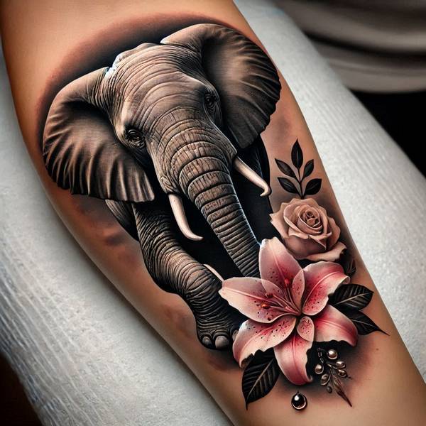 31 Graceful Elephant Tattoo Ideas To Crush Your Fears And Worries Into Dust 2 Elephant Tattoo With Flower 18fbb