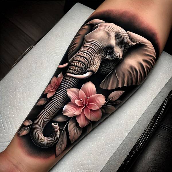 31 Graceful Elephant Tattoo Ideas To Crush Your Fears And Worries Into Dust 3 Elephant Tattoo With Flower 28f71