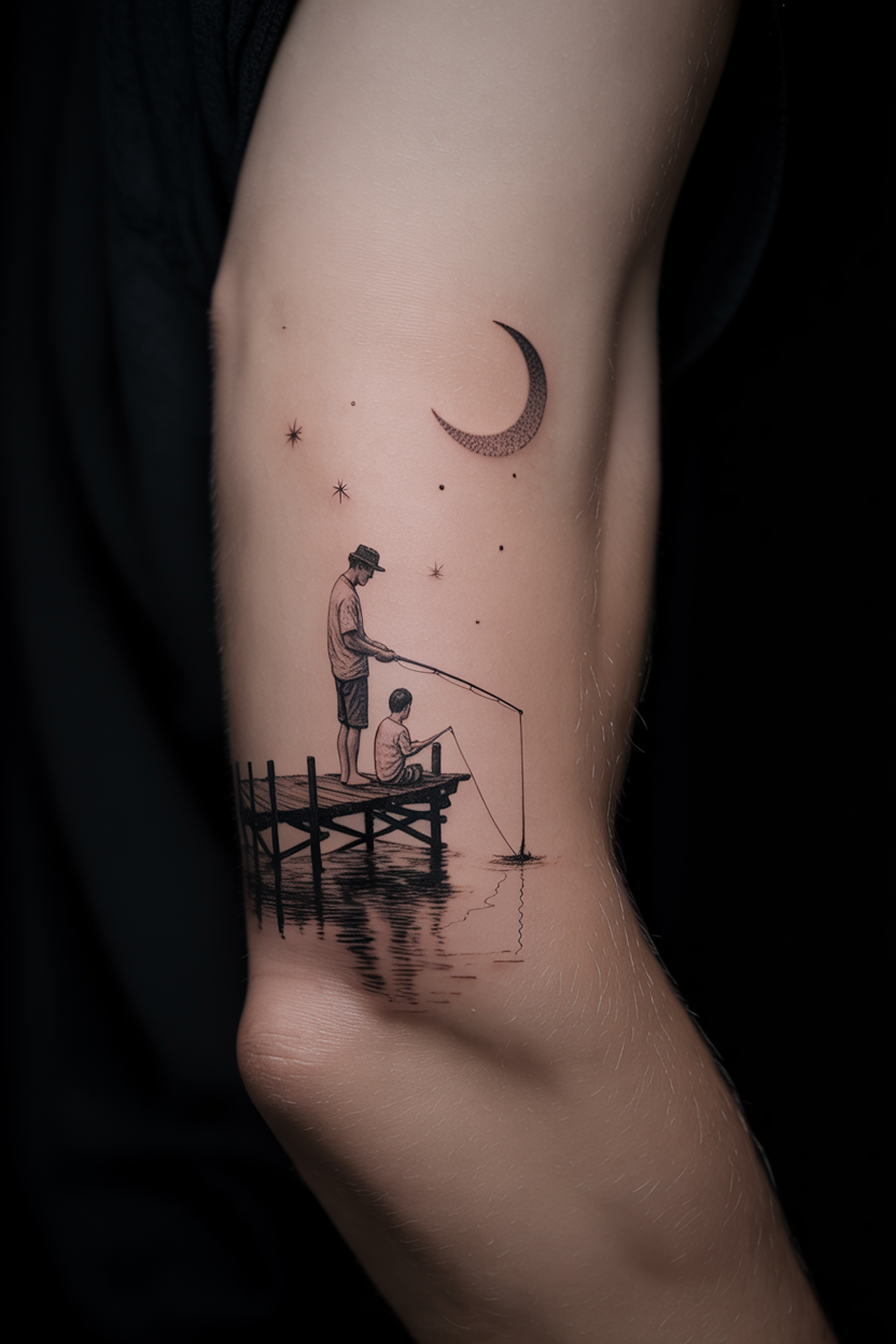 Father And Son Fishing Tattoo