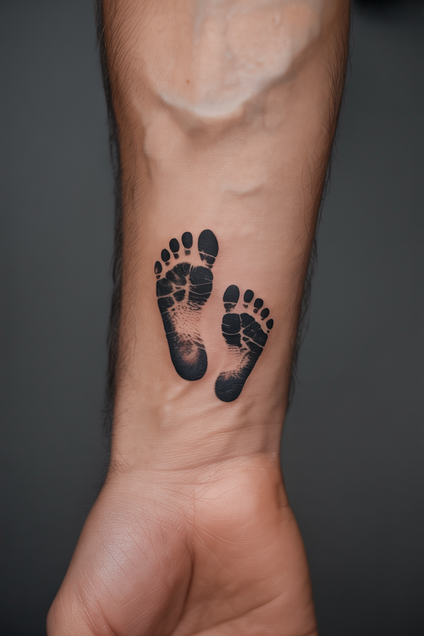 Father And Son Footprint Tattoo