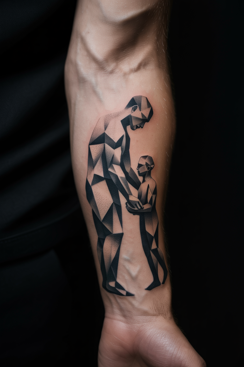 Father And Son Geometric Tattoo