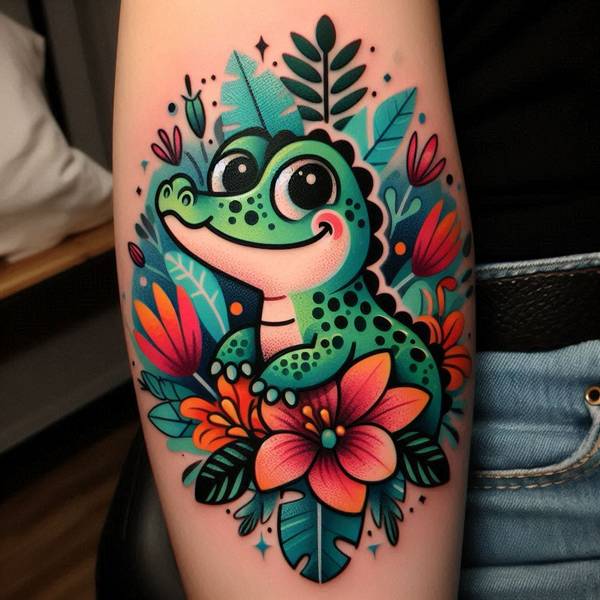 15 Powerful Alligator Tattoo Ideas To Entertain Your Morbid Curiosity 14 Feminine Alligator Tattoo 2d108