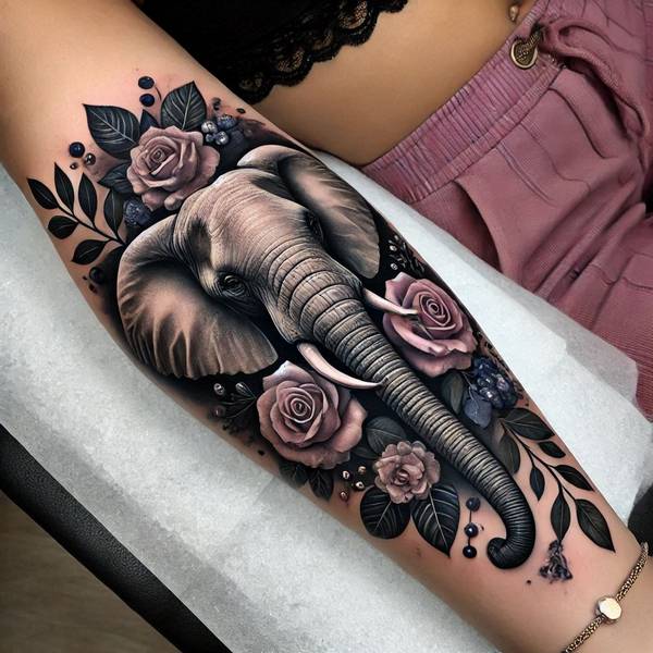 31 Graceful Elephant Tattoo Ideas To Crush Your Fears And Worries Into Dust 41 Feminine Elephant Tattoo6c48