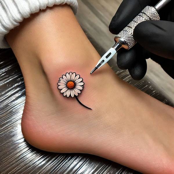 21 Delightful Daisy Tattoo Ideas 4 Fine Line Daisy Tattoo08e7