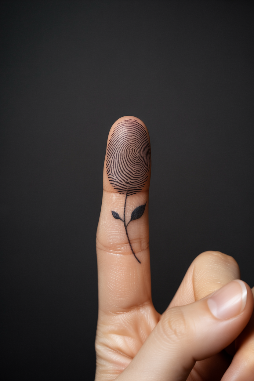 11 Unique Fingerprint Tattoo Ideas 9 Floral Fingerprint Tattoo
