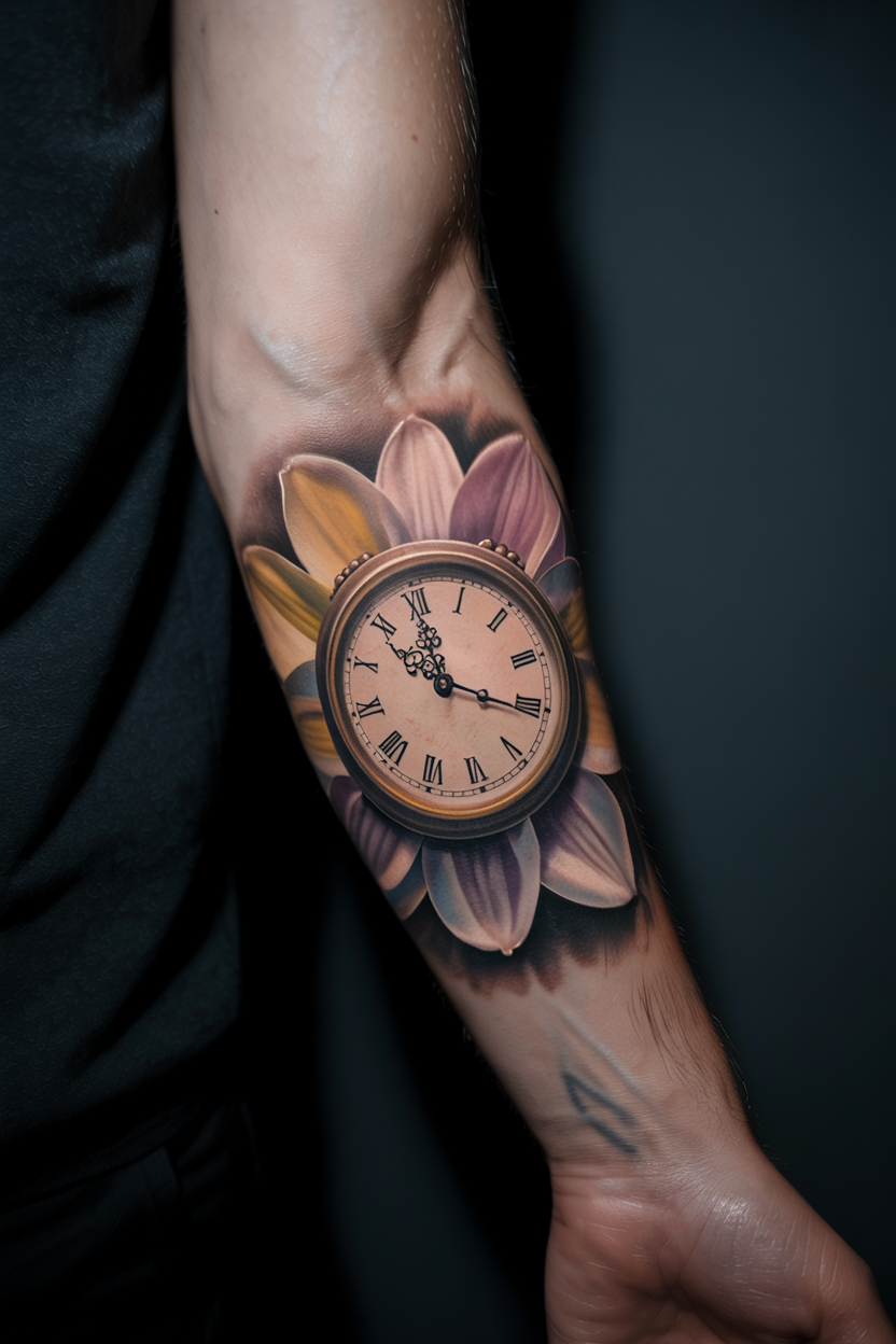 Flower Clock Tattoo