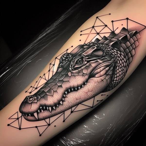 15 Powerful Alligator Tattoo Ideas To Entertain Your Morbid Curiosity 19 Geometric Alligator Tattoo 2c4c3