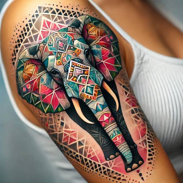 31 Graceful Elephant Tattoo Ideas To Crush Your Fears And Worries Into Dust 15 Geometric Elephant Tattoo 1c51d