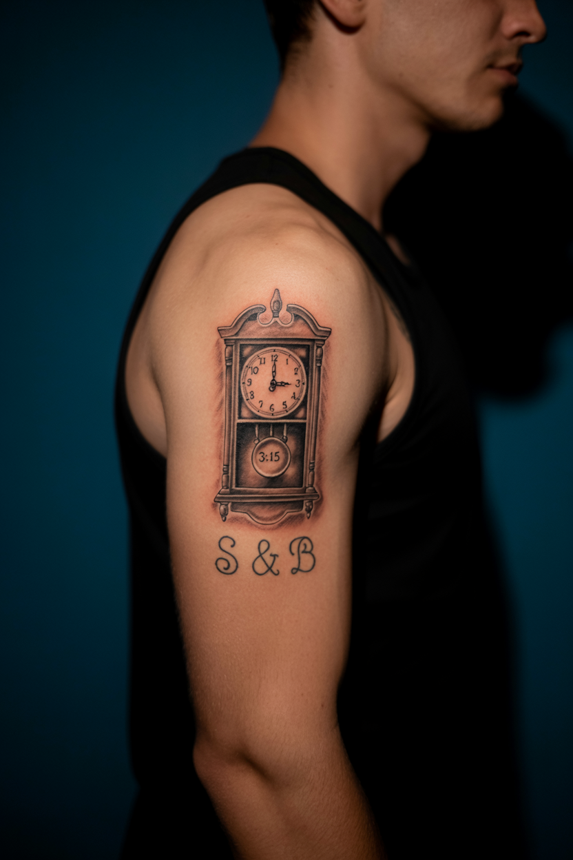 Grandfather Clock Tattoo 1