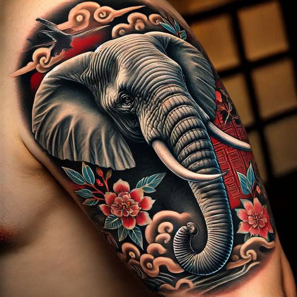31 Graceful Elephant Tattoo Ideas To Crush Your Fears And Worries Into Dust 25 Japanese Elephant Tattoof468
