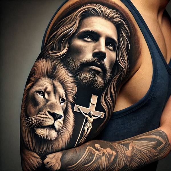 42 Creative Lion Tattoo Ideas 10 Jesus Lion Tattoob9c1