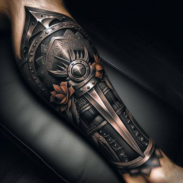 Leg Armor Tattoo 26421