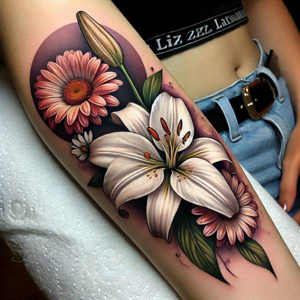 21 Delightful Daisy Tattoo Ideas 20 Lily And Daisy Tattoo 2434d