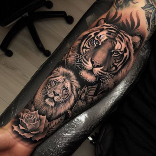 37 Trembling Tiger Tattoo Ideas To Feel Like The King Of The World 28 Lion And Tiger Tattoobc72