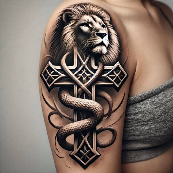 42 Creative Lion Tattoo Ideas 2 Lion Cross Tattoo0d01