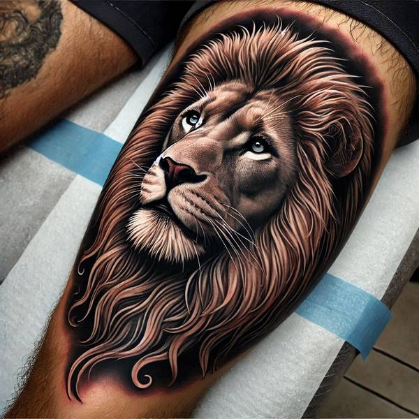 42 Creative Lion Tattoo Ideas 20 Lion Thigh Tattoo033c