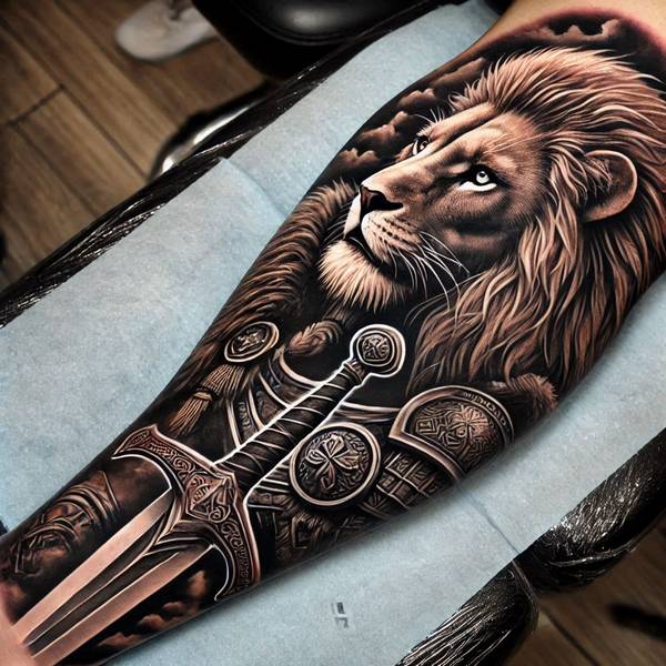 42 Creative Lion Tattoo Ideas 40 Lion Warrior Tattoo5a7f