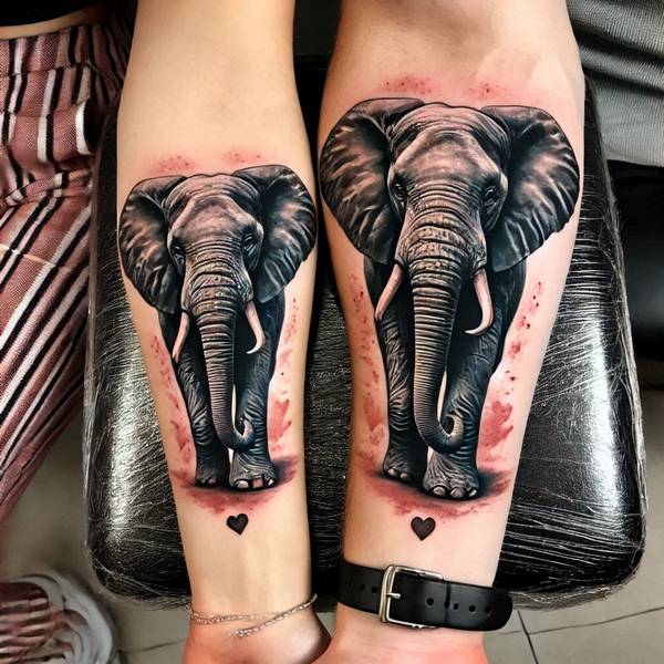 31 Graceful Elephant Tattoo Ideas To Crush Your Fears And Worries Into Dust 28 Matching Elephant Tattoo49aa